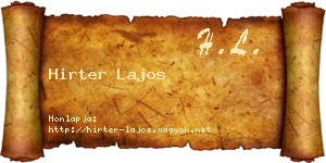 Hirter Lajos névjegykártya